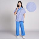 Balloon Sleeve Blouse - Square Neck - Blue